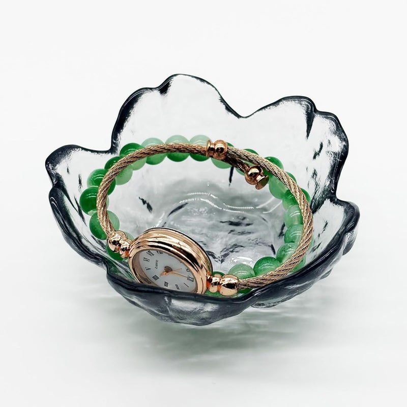 BESSKON Flower Ring Dish Jewelry Tray, Glass Jewelry Dish Tray, Aesthetic Room Decor Small Trinket Dish, Nightstand Jewlery Ring Holder Dish, Bathroom Jewelry Plate Bowl for Rings Earrings Gift (Smoky Gray) - Image 5